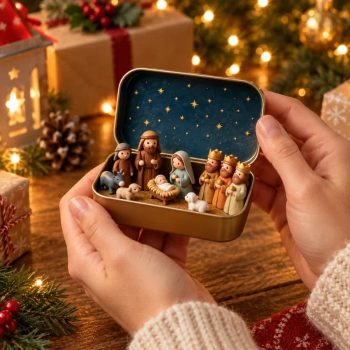 Nativity scene in a stylish storage box