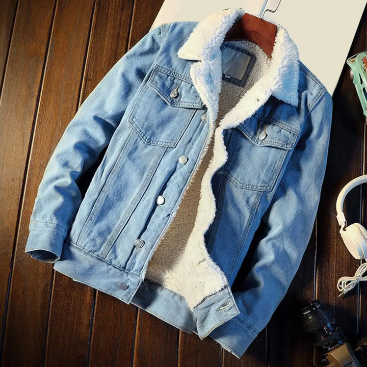 Men's Denim Jacket with Warm Fleece Lining – Tobias