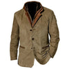 Men's Leather Jacket with Button Fastening and Contrast Details