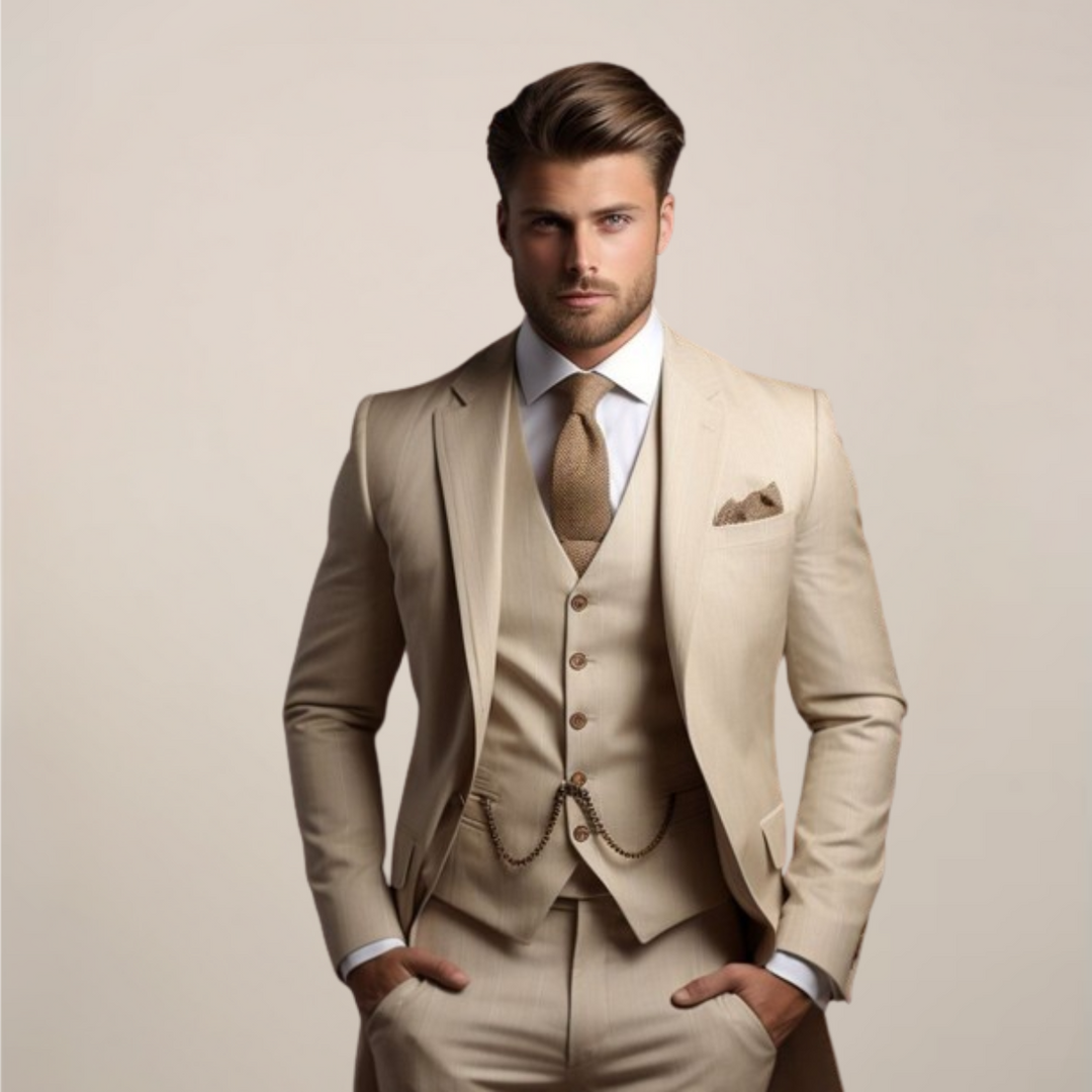 Men's Breathable Three-Piece Wedding Suit – Tailored Spring Formal Wear
