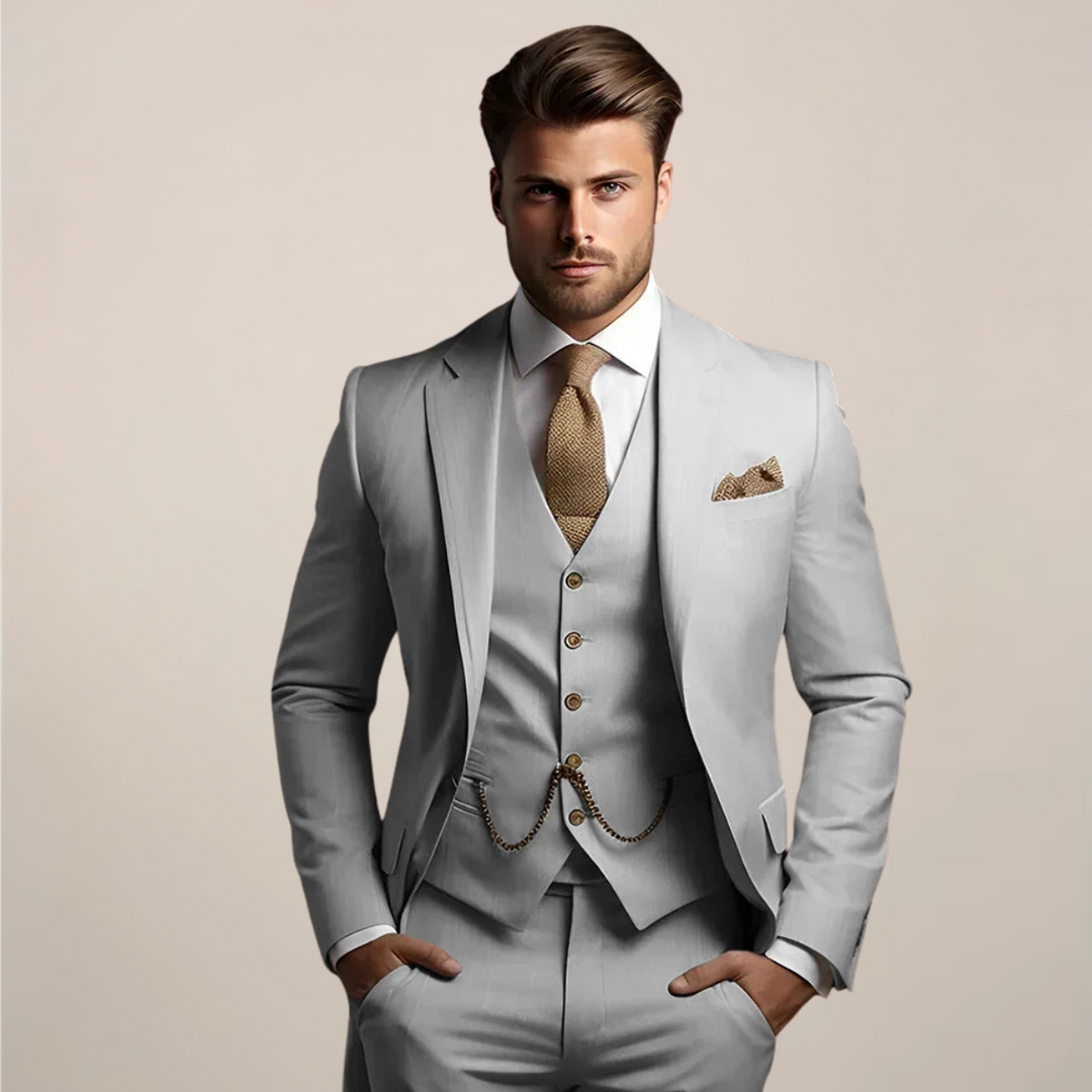 Men's Breathable Three-Piece Wedding Suit – Tailored Spring Formal Wear