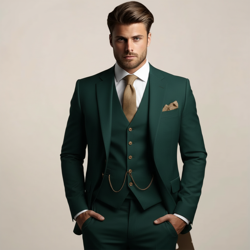 Men's Breathable Three-Piece Wedding Suit – Tailored Spring Formal Wear