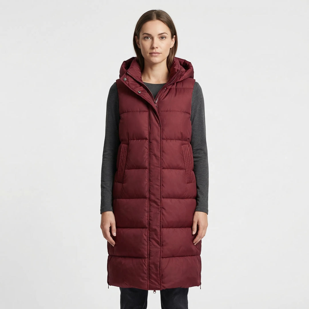Midi-Length Padded Gilet - Hazel