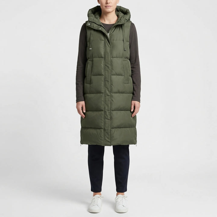 Midi-Length Padded Gilet - Hazel