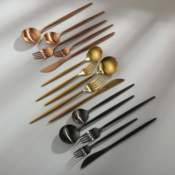 Luxe Stainless Steel Cutlery Set – Gold Design | 24 Pieces / 48 Pieces