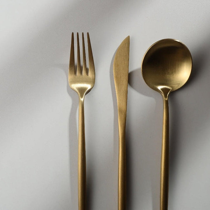 Luxe Stainless Steel Cutlery Set – Gold Design | 24 Pieces / 48 Pieces