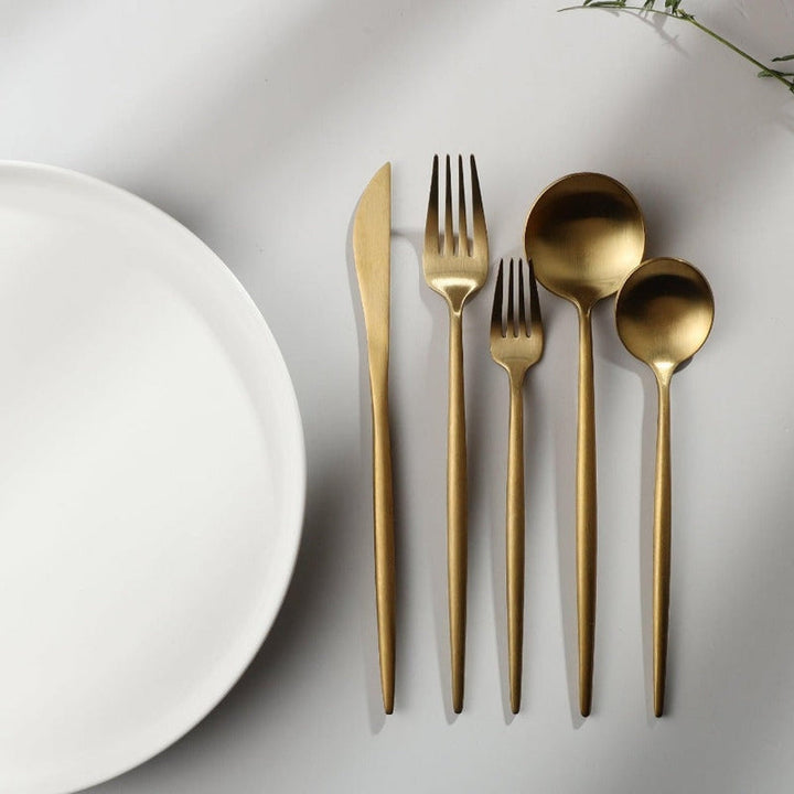 Luxe Stainless Steel Cutlery Set – Gold Design | 24 Pieces / 48 Pieces