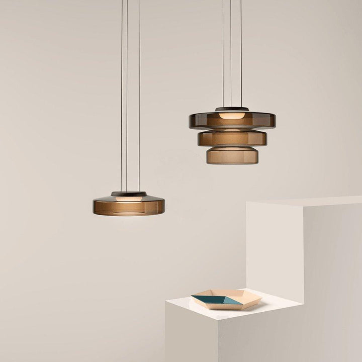 Minimalist Glass Pendant Light with Adjustable Height Black