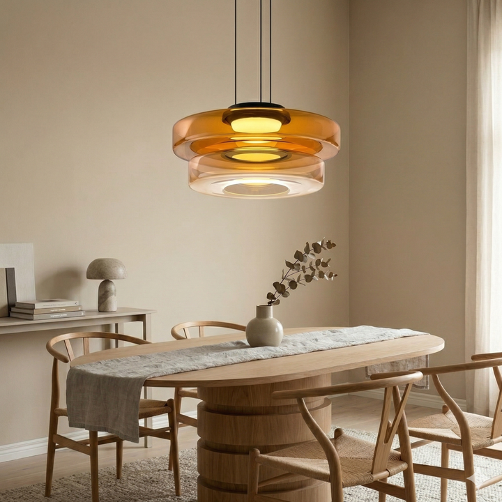 Minimalist Glass Pendant Light with Adjustable Height Black