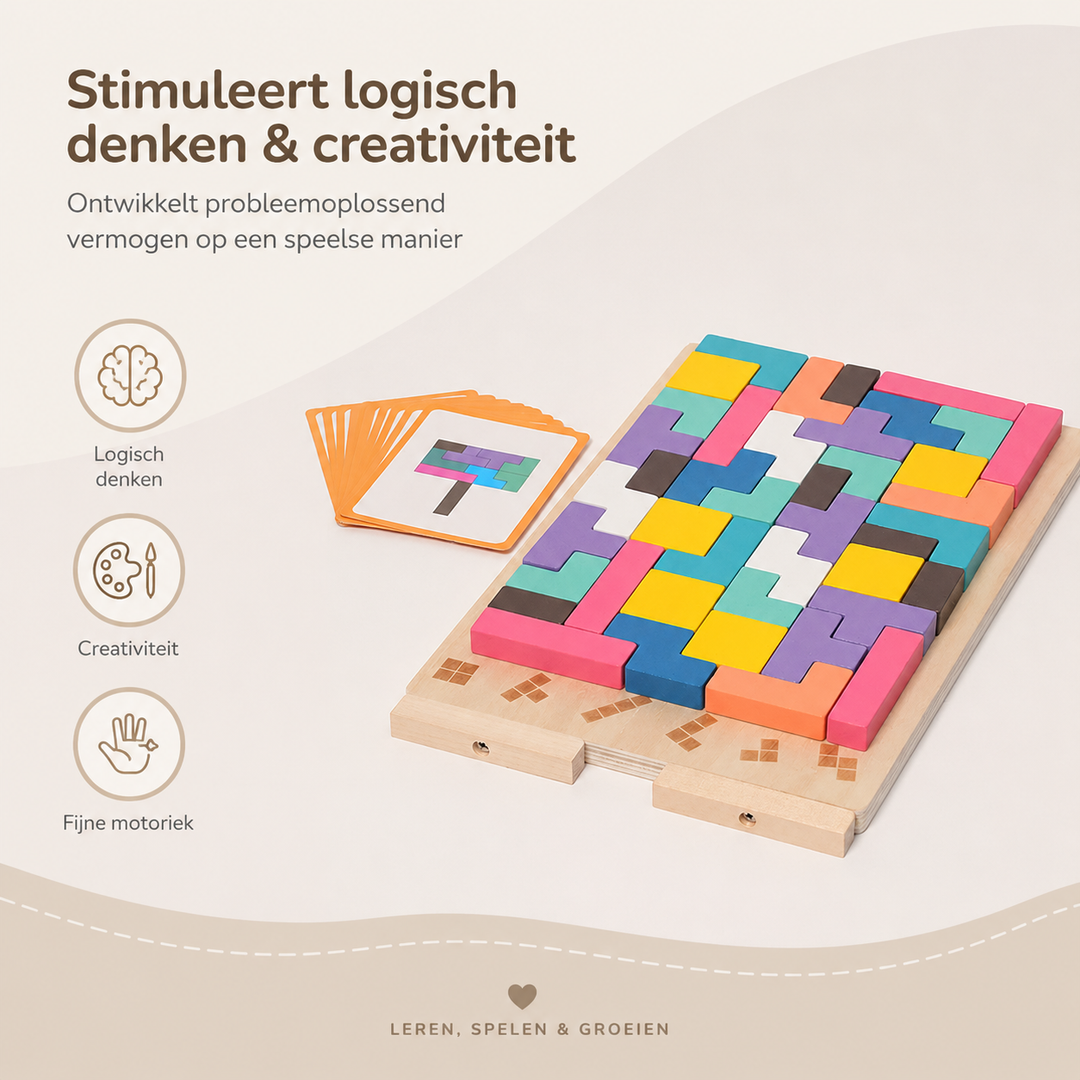 Montessori Wooden Tetris Stacking Puzzle – Educational Toy