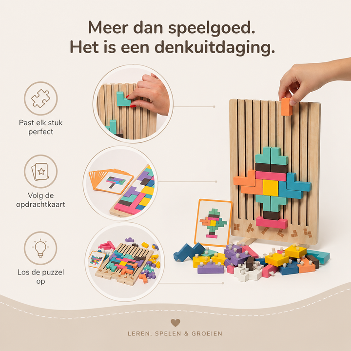 Montessori Wooden Tetris Stacking Puzzle – Educational Toy