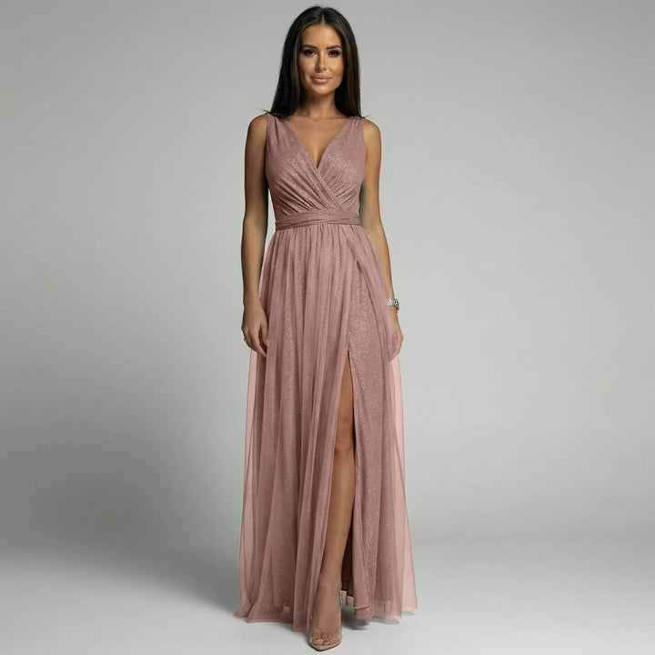 Sleeveless V-Neck Evening Dress - Lynne