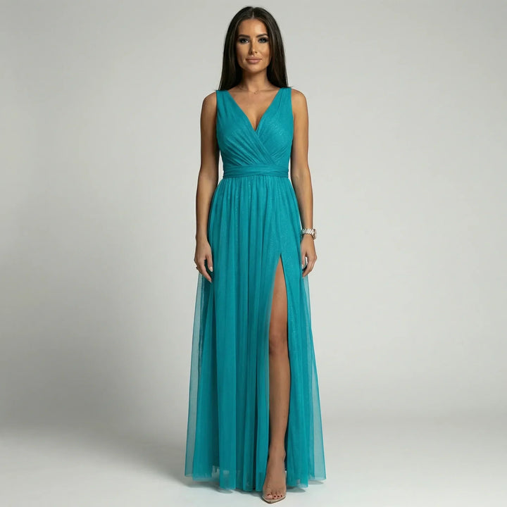 Sleeveless V-Neck Evening Dress - Lynne
