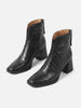 Women's Zip-Up Leather Ankle Boots with Block Heel