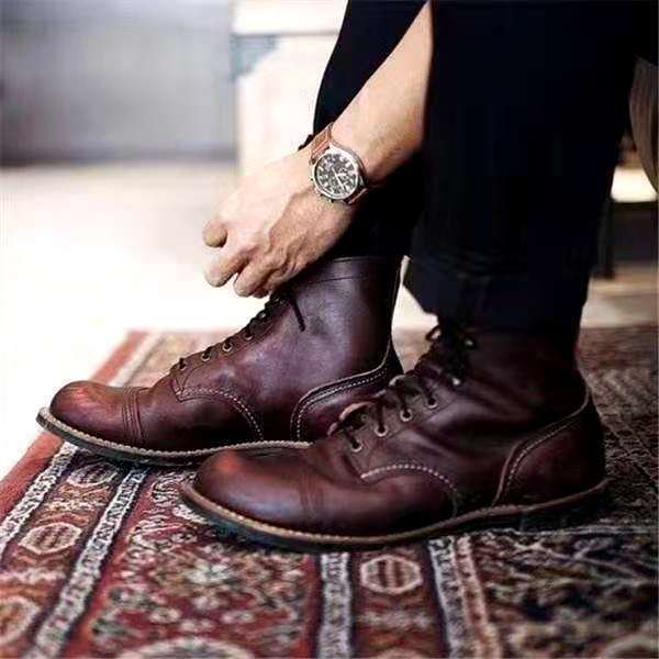 Men's Retro Waterproof Lace-Up Boots with Non-Slip Sole – Damian