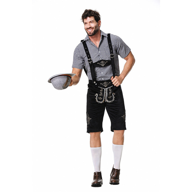 Bavarian men's costume set with lederhosen and shirt