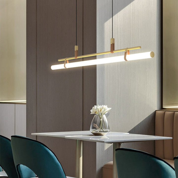 Inari Modern Linear Metal Chandelier, Black/Gold