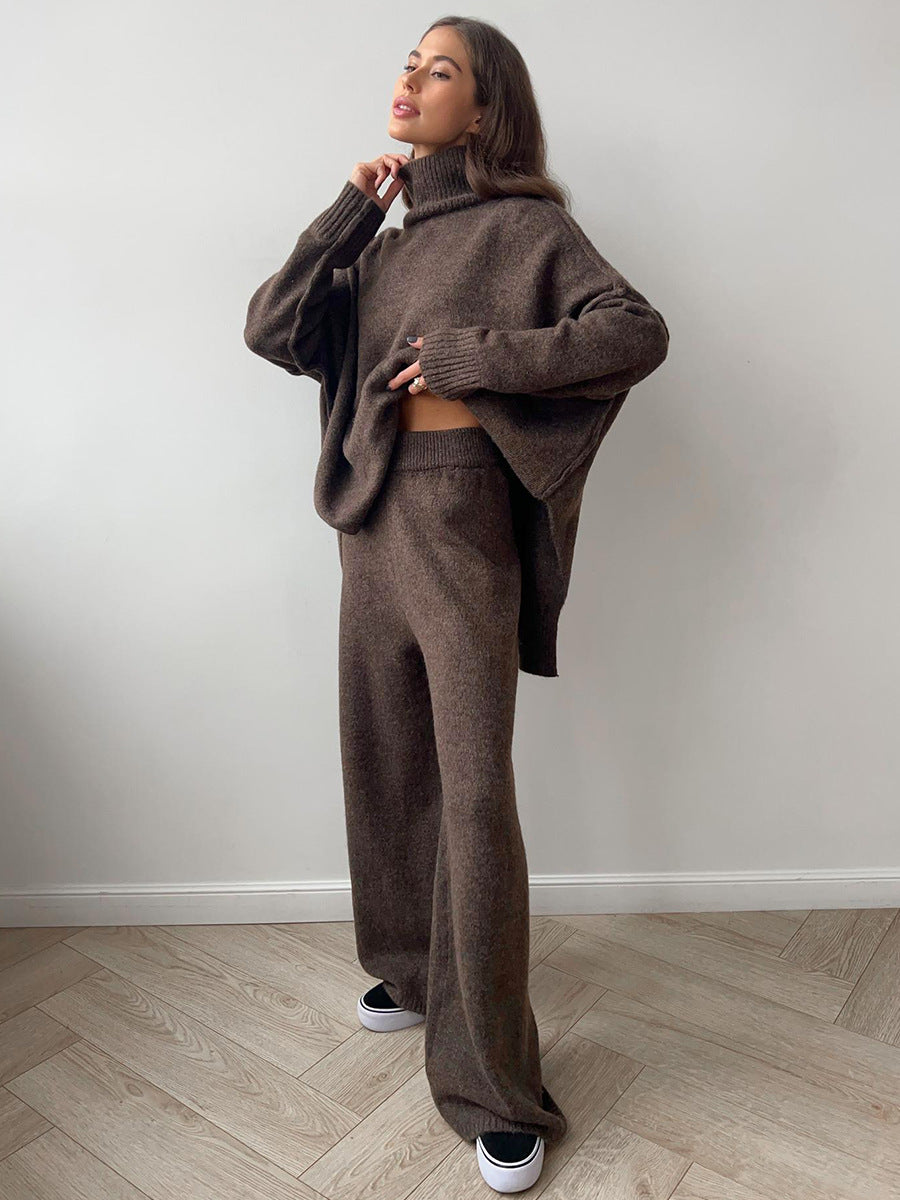 Women's Knitted Roll-Neck Jumper Set