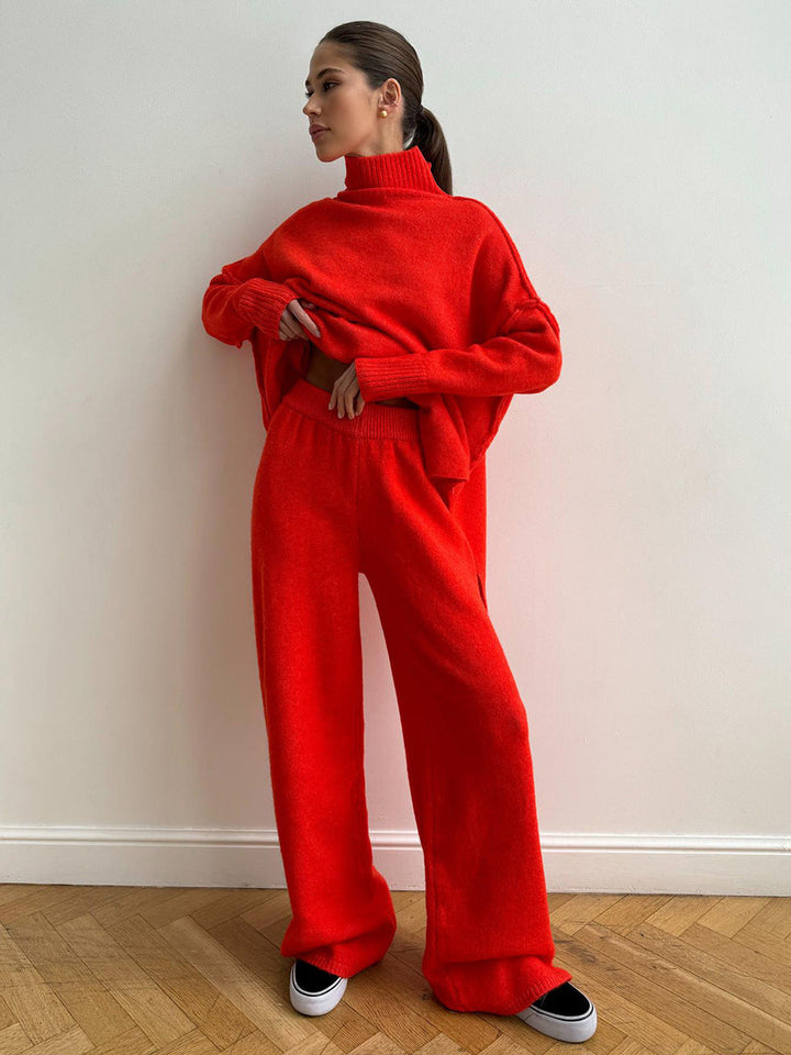 Women's Knitted Roll-Neck Jumper Set