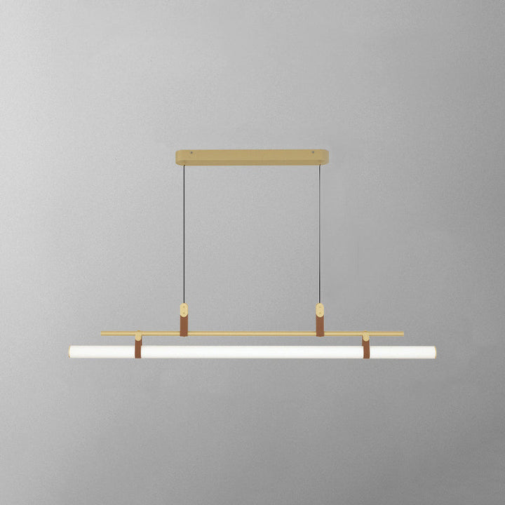 Inari Modern Linear Metal Chandelier, Black/Gold