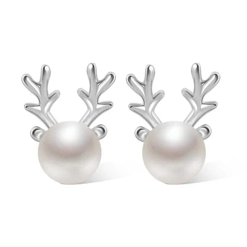 Deer Pearl Stud Earrings