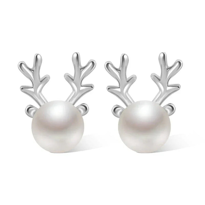 Deer Pearl Stud Earrings