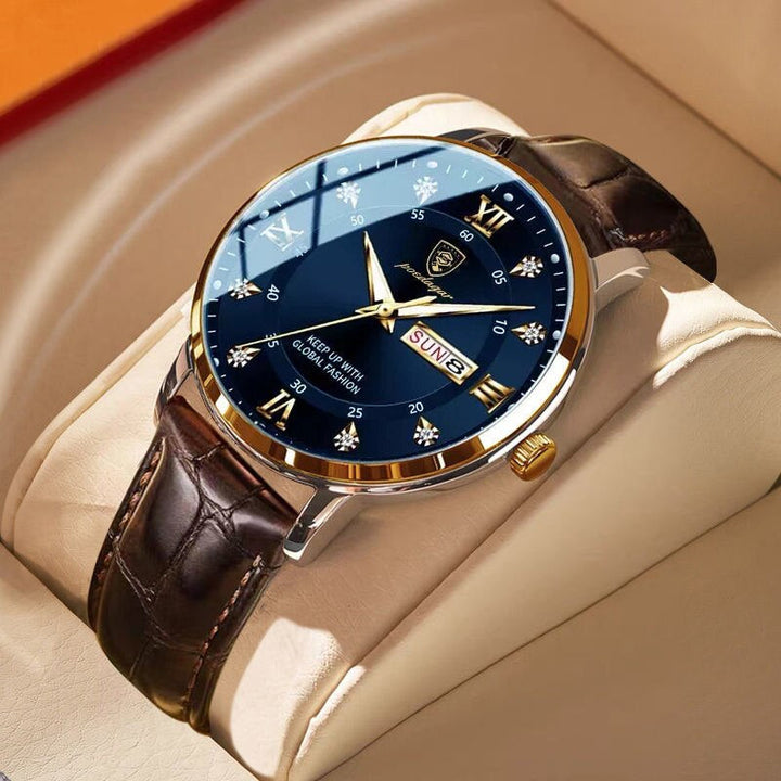 Men's Waterproof Luminous Wristwatch – Classic Stainless Steel Design with Luminous Display