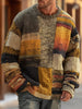 Men's Knit Jumper with Patchwork Colour-Block Inserts