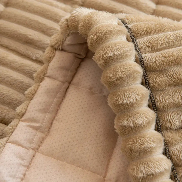 Plush Sofa Cover with Elegant Pleated Edges