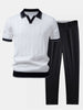 Men's ribbed polo shirt & tapered trousers – smart-casual set