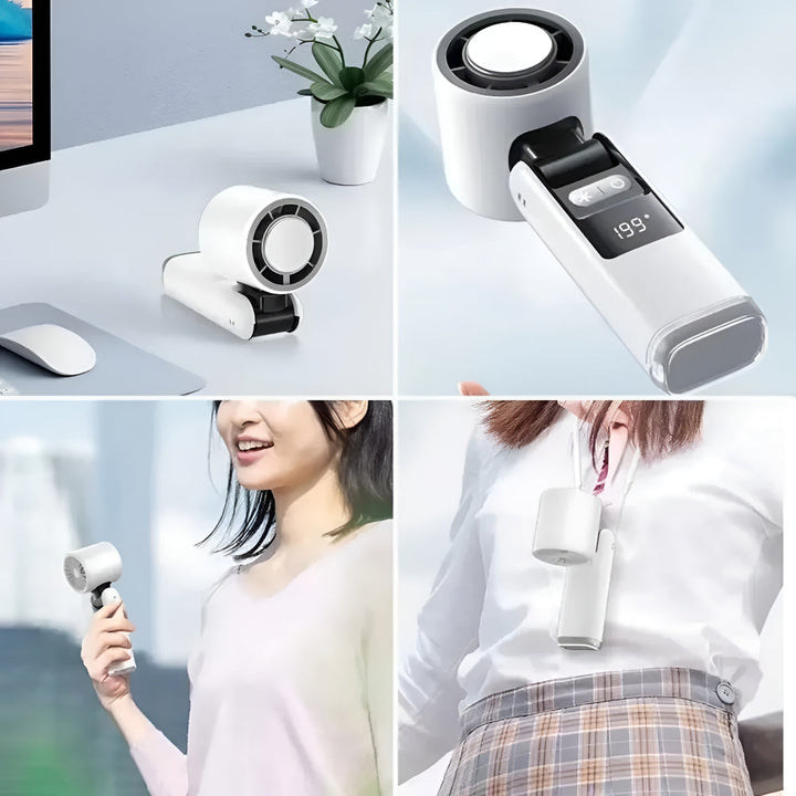 Portable Rechargeable Handheld Fan with Digital Display