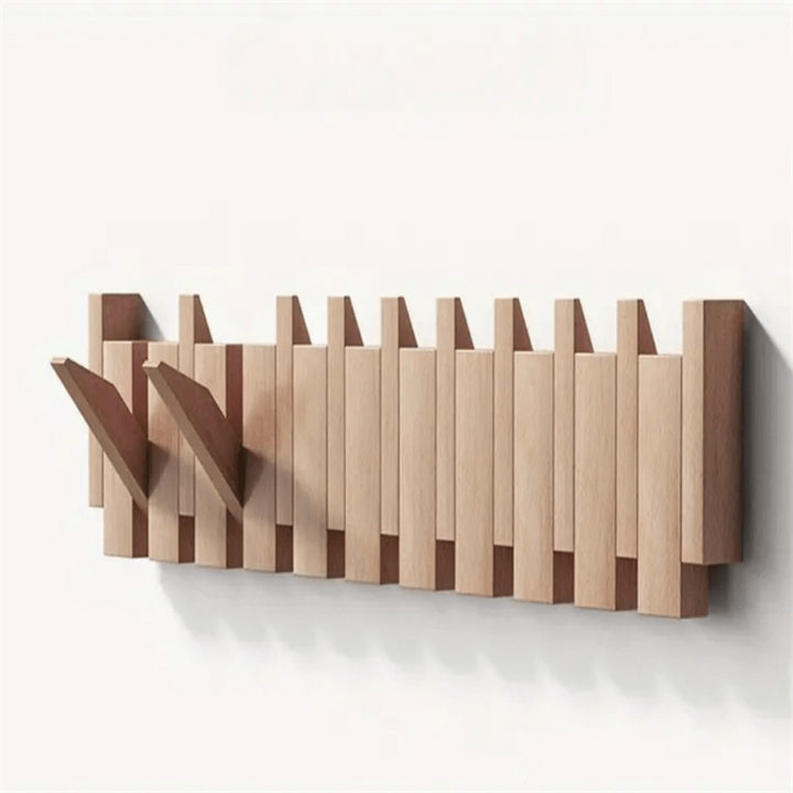 Piano Style Wall Coat Rack with Foldable Hooks