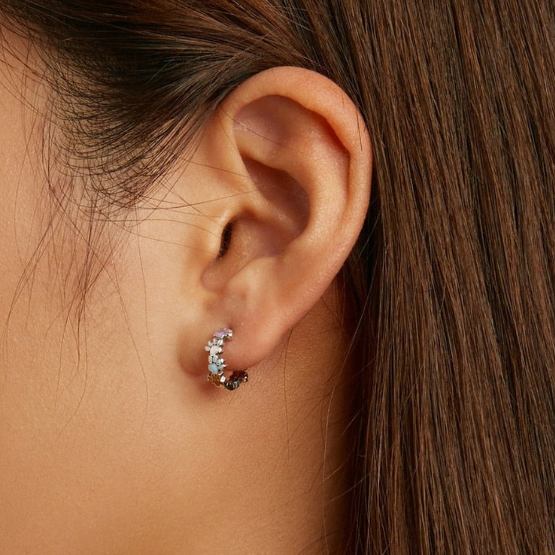 Colourful Paw Hoops Sterling Silver