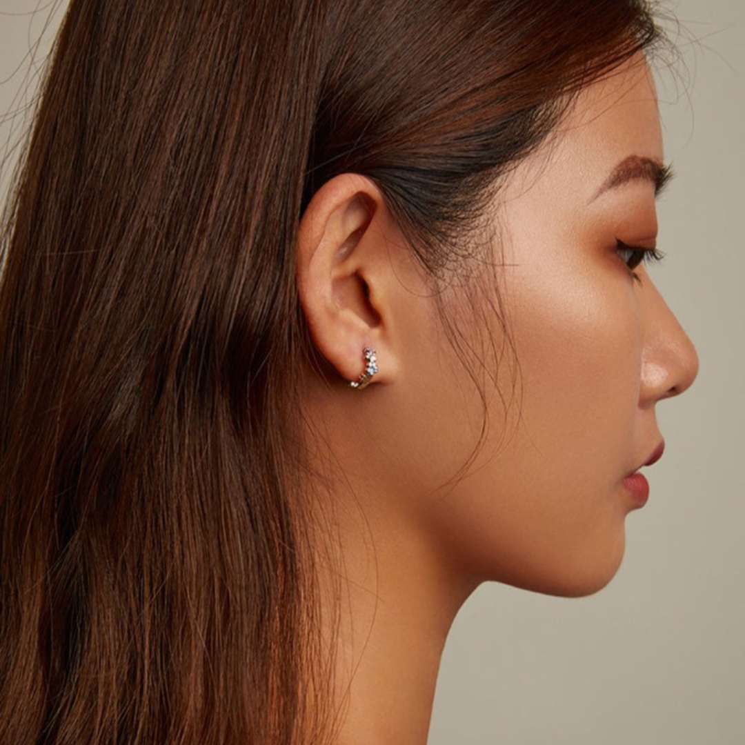 Colourful Paw Hoops Sterling Silver