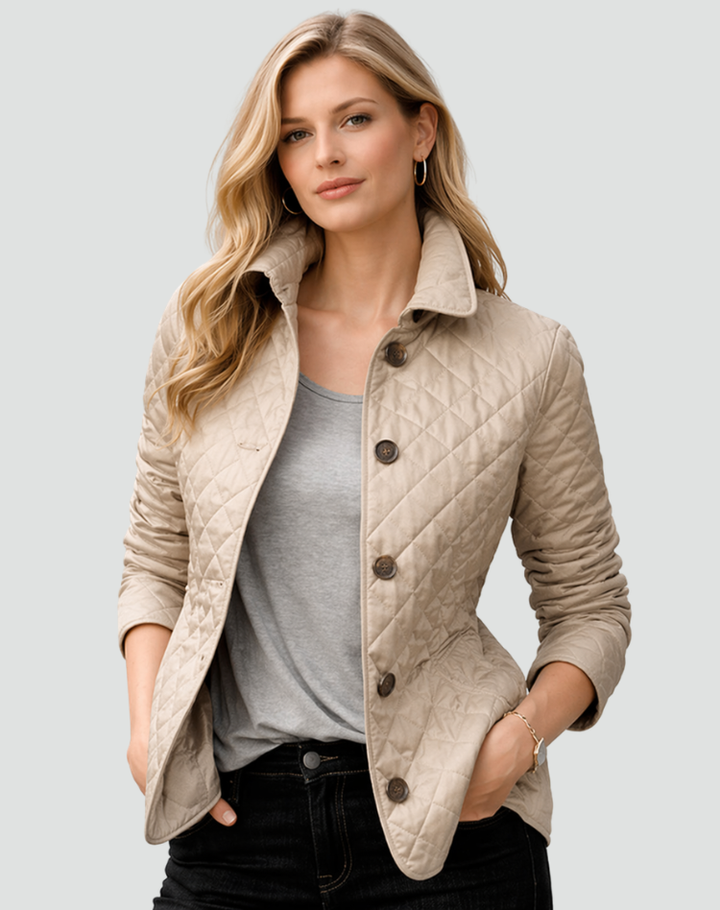 Quilted Jacket with Button Placket and Diamond Quilting