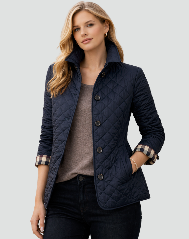 Quilted Jacket with Button Placket and Diamond Quilting