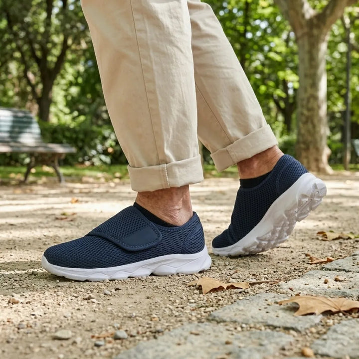 Comfortable Orthopaedic Walking Shoes with Hook-and-Loop Strap for Wide or Swollen Feet