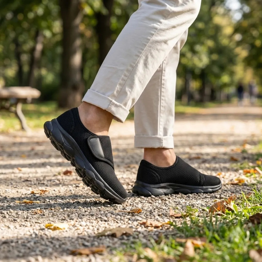 Comfortable Orthopaedic Walking Shoes with Hook-and-Loop Strap for Wide or Swollen Feet