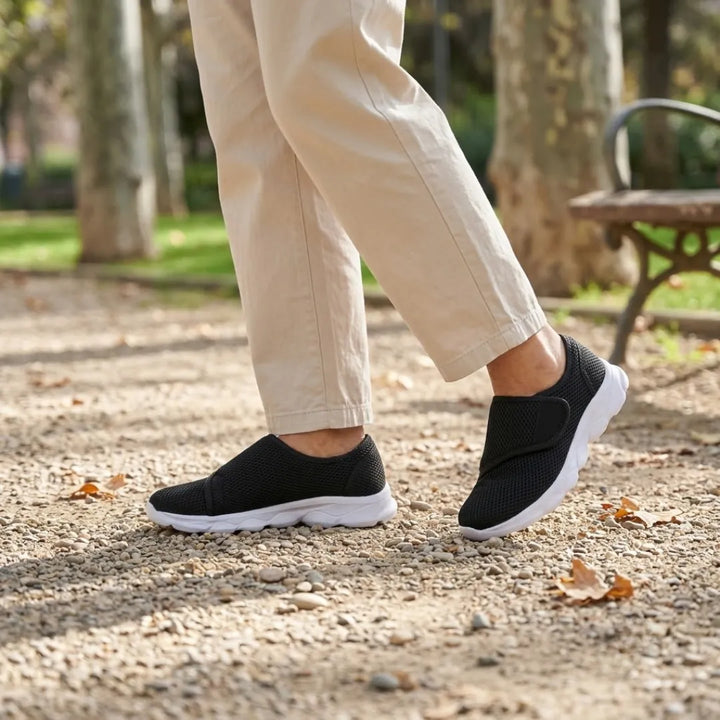 Comfortable Orthopaedic Walking Shoes with Hook-and-Loop Strap for Wide or Swollen Feet
