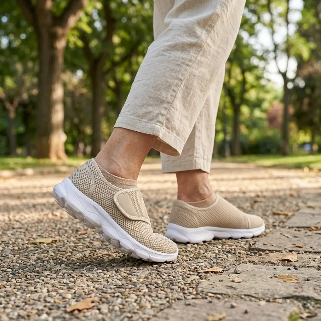 Comfortable Orthopaedic Walking Shoes with Hook-and-Loop Strap for Wide or Swollen Feet