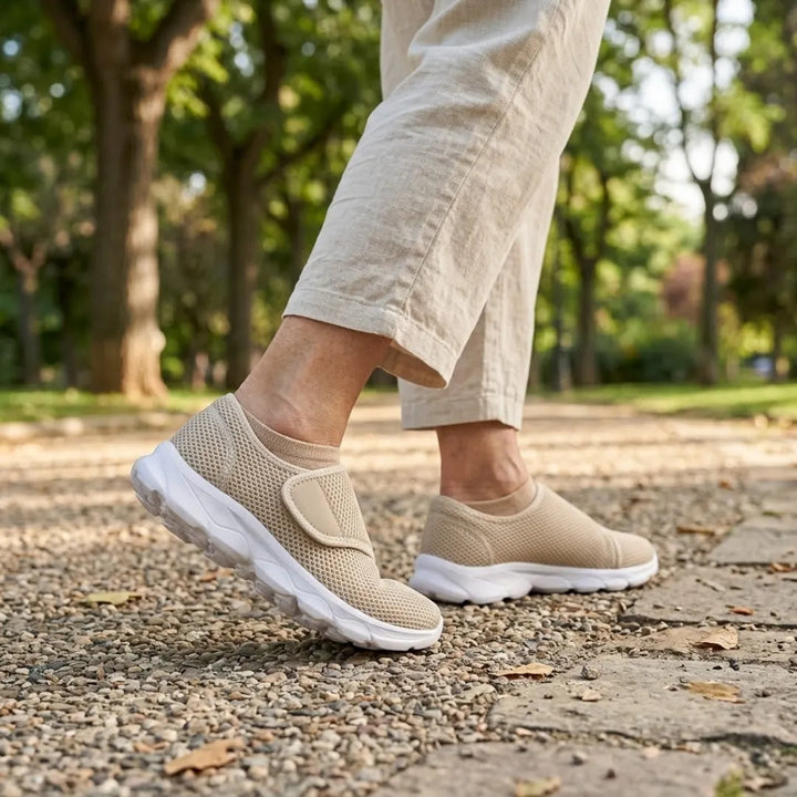Comfortable Orthopaedic Walking Shoes with Hook-and-Loop Strap for Wide or Swollen Feet