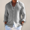 Men's Relaxed-Fit Long-Sleeve Linen Shirt with Button Front