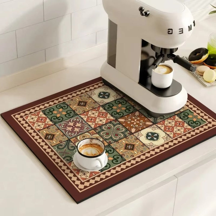 Stylish Coffee Bar Mat Absorbent Spill & Drip Catcher for Sinks