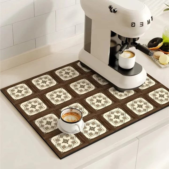 Stylish Coffee Bar Mat Absorbent Spill & Drip Catcher for Sinks
