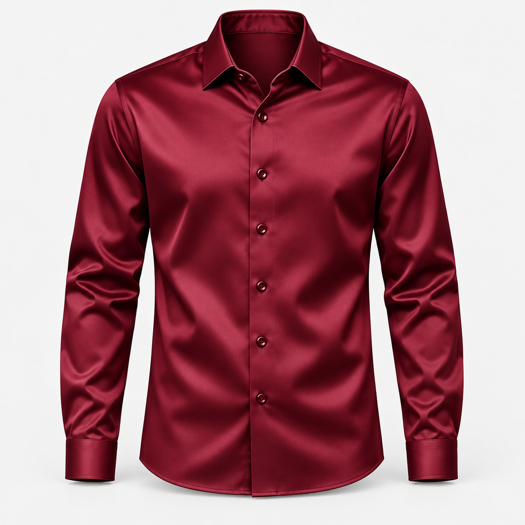 Men's Slim Fit Shirt – Satin Look with Stretch