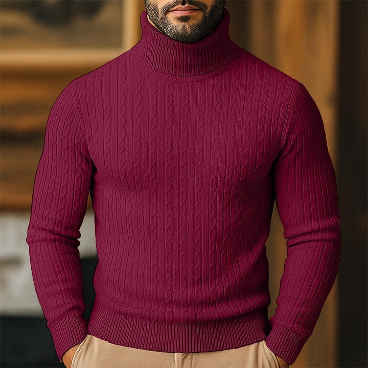 Men's Cable-Knit Polo Neck – Fine Knit Jumper