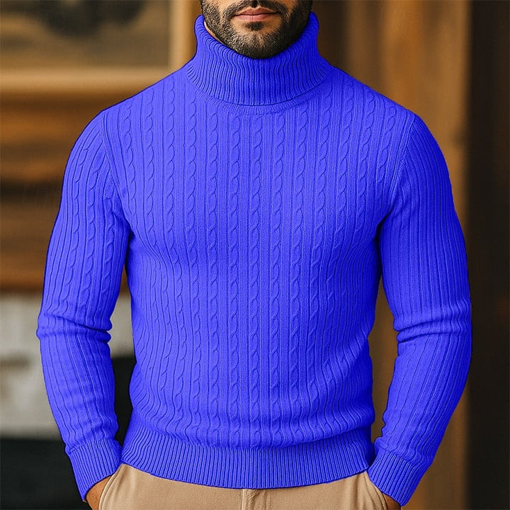 Men's Cable-Knit Polo Neck – Fine Knit Jumper