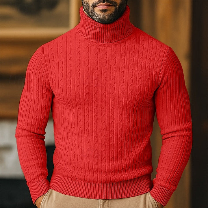 Men's Cable-Knit Polo Neck – Fine Knit Jumper