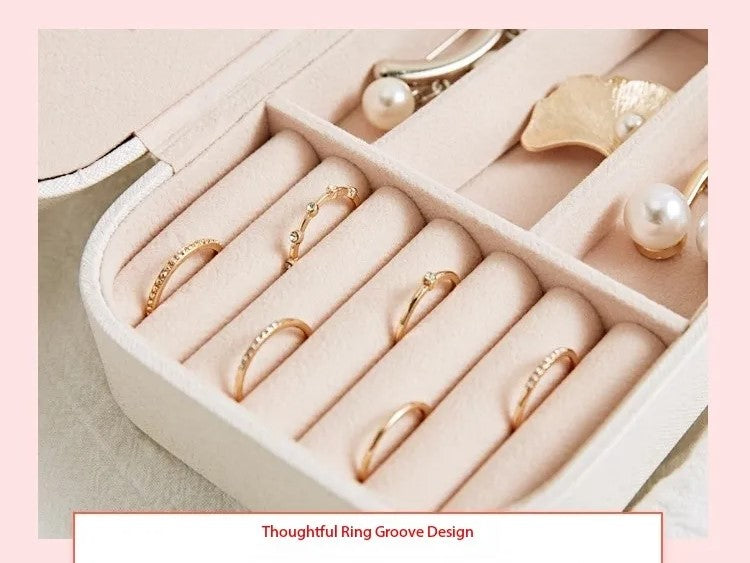 Double-Layer Portable Leather Jewellery Box