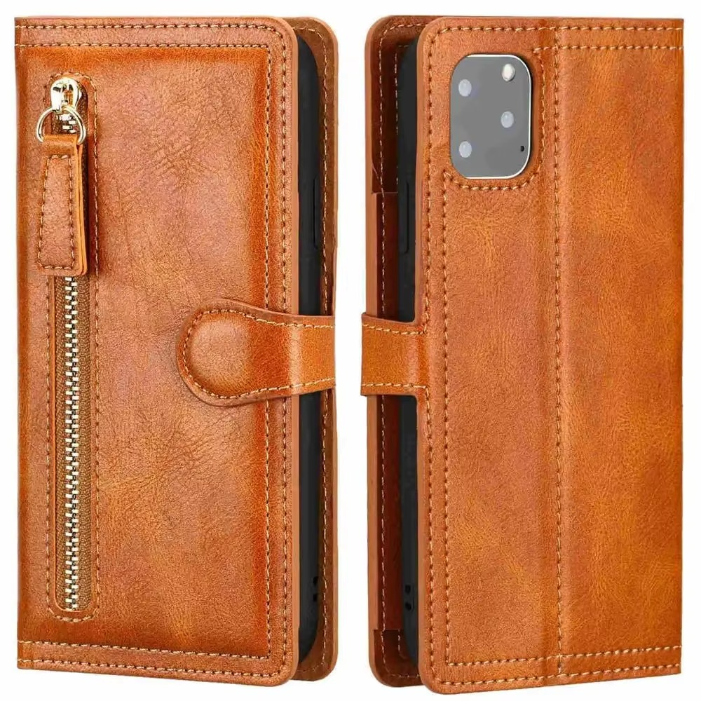 Premium Leather Flip Wallet for iPhone & Case with Stand